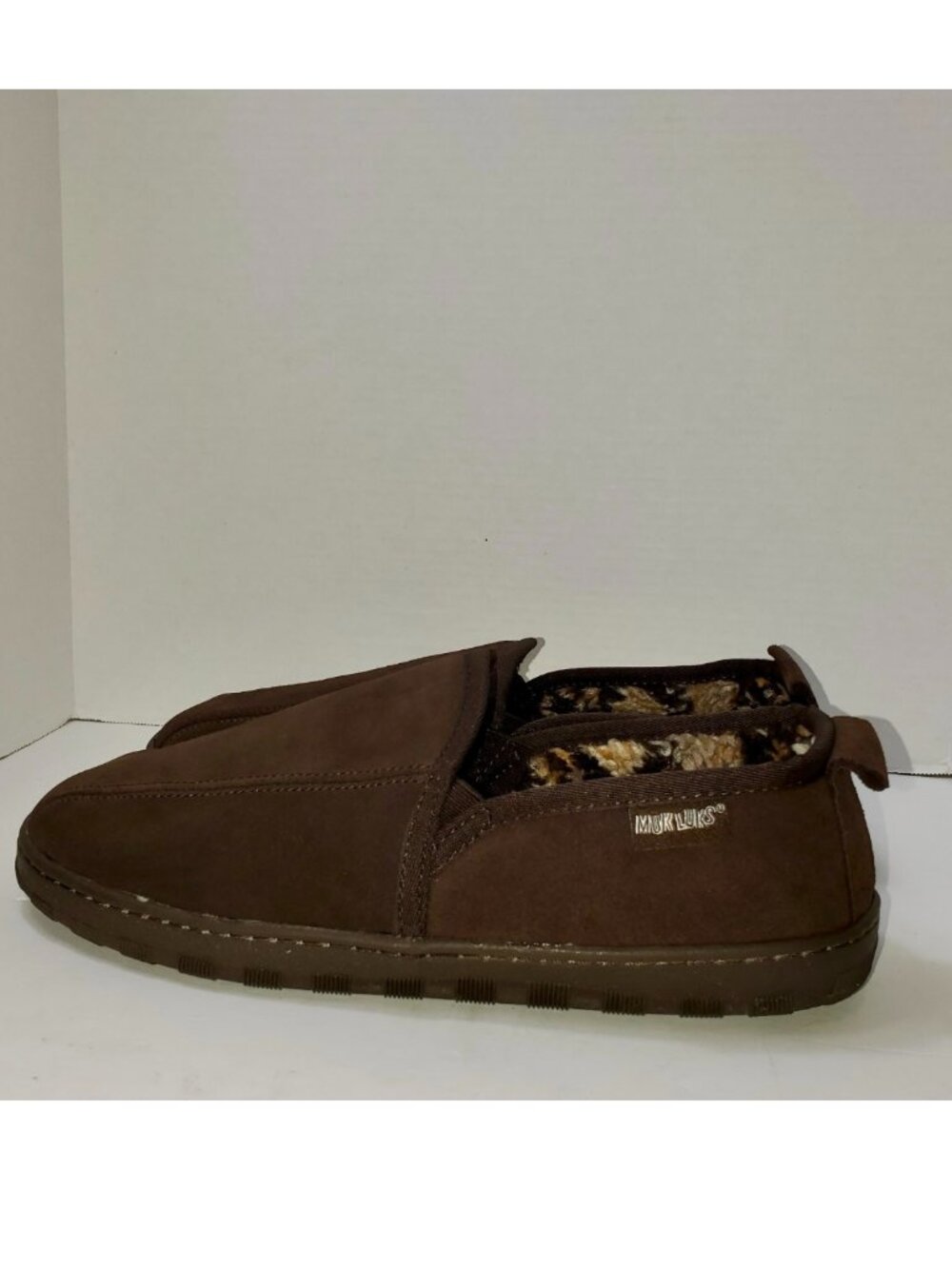 Muk Luks Men's Chocolate Brown Suede Slippers, Size 13